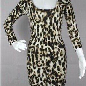 Guess NWT leopard stretch knit lace back dress
